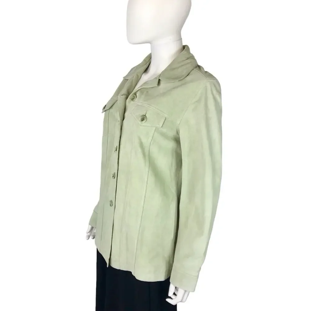 Levi's Strauss Suede Jacket Vintage Light Pastel Green Truckers Coat Medium